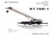 80 USt Lifting Capacity Rough Terrain Cranes Imperial RT 780-1 · RT 780-1 with hook block: 6 ft 9 in RANGE DIAGRAM - MAIN BOOM With Jib, 33 ft offset. 11 LOAD CHART - MAIN BOOM RT780-1