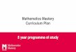 Mathematics Mastery Curriculum Plan 5 year …...focusses on geometry, an important area of mathematics for students to engage with. The cumulative nature of the curriculum means that
