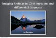 Imaging Þndings in CNS infections and differential diagnosis · 2015-09-24 · 3. lack of a true lymphatic system 4. little resistance to infection offered by the subarachnoid space