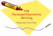 Personal/Narrative Writing - Mrs. Charlton's Online Classroom · personal narrative writing: Personal narrative writing is writing that deals with telling stories about your life