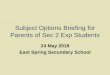 Subject Options Briefing for Parents of Sec 2 Exp Students CS Parents Briefing...Meridian Junior College , studied H2 Physics, Chemistry, Maths, H1 Econs NUS, Chemical Engineering