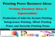 Printing Press Business Ideas. Printing Business Ideas ... · Printing is a process for reproducing text and images, typically with ink on paper using a printing press. It is often