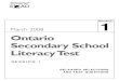 March 2008 Ontario Secondary School Literacy Test...Section I: Reading Ontario Secondary School Literacy Test Read the selection below and answer the questions that follow it. 2 Recent
