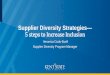 Supplier Diversity Strategies— 5 steps to Increase Inclusion · 2018-05-23 · 1 Supplier Diversity Strategies— 5 steps to Increase Inclusion Veronica Cook-Euell. Supplier Diversity