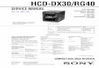 HCD-DX30/RG40 · 2 HCD-DX30/RG40 Tape deck section Recording system 4-track 2-channel stereo Frequency response 40 – 13,000 Hz (±3 dB), using Sony TYPE I cassette Tuner section