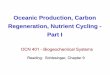 Oceanic Production, Carbon Regeneration, Nutrient Cycling - Part I · 2010-08-23 · Fate of Net Primary Production: Export of NPP out of Surface Waters to the Deep Sea • 80-90%
