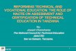 REFORMING TECHNICAL AND VOCATIONAL EDUCATION: THE … · CBET Curricula Enabling Outcomes Related Tasks Sub-enabling Outcomes Principal Learning Outcomes Nutrients: Knowledge, Skills,