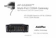 Multi-Port CDMA Gateway Hardware Specification RISC CPU High-end AP-GS3000 Multi-Port CDMA Gateway DSP o r c MiCS•RI pppgrocessor Computing Power • Ten(10) Module Slot for GSM,