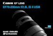 EF70-200mm f/2.8L IS II USMcjdepot.concordia.ca/wp-content/uploads/2014/10... · Canon EF70-200mm f/2,8L IS II USM est un objectif zoom téléobjectif à hautes performances équipé