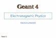 Electromagnetic Physics - Sezione di Genova · Be, Al, Si, Fe, Ge, Ag, Cs, Au, Pb, U (span the periodic element table) Energy range photon 1 keV – 100 GeV electron 10 keV – 1
