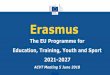 Erasmus - Conférence des Présidents d'Université · • in education, training, youth and sport • in Europe and beyond • contributing to sustainable growth, jobs and social