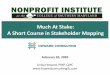 Much At Stake: A Short Course in Stakeholder Mapping At Stake... · Stakeholder Disposition Map MAFN –Strategies to Overcome Resistance to Change Howard Consulting, LLC. 31 Involvement