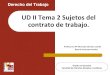 UD II Tema 2 Sujetos del contrato de trabajo. - UMHumh1444sp.edu.umh.es/wp-content/uploads/sites/601/2015/02/UD-II … · •Supuestos en que pueden celebrarse el contrato: Realizar