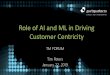 Role of AI and ML in Driving Customer Centricity · Manual Automated Autonomous Pre-defined Self-Organising Dashboards, Business Applications and Data Stores Prescriptive and Predictive