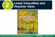 Linear Inequalities and Absolute Value · Linear Inequality An inequality says that two expressions are not equal. Examples: Linear Inequality in One Variable A linear inequality