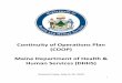 Continuity of Operations Plan (COOP) Maine Department of ...€¦ · The Maine Department of Health and Human Services (DHHS or Department) provides health care and social services