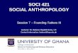SOCI 421 SOCIAL ANTHROPOLOGY - WordPress.comCollege of Education School of Continuing and Distance Education 2014/2015 –2016/2017 SOCI 421 SOCIAL ANTHROPOLOGY Session 7 –Founding