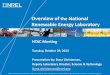 Overview of the National Renewable Energy Laboratory · NREL is a national laboratory of the U.S. Department of Energy, Office of Energy Efficiency and Renewable Energy, operated