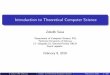 Introduction to Theoretical Computer Science · 2019-02-08 · Introduction to Theoretical Computer Science Zdenˇek Sawa DepartmentofComputerScience,FEI, TechnicalUniversityofOstrava
