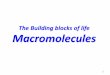 The Building blocks of life Macromolecules · Macromolecules •Large organic molecules. •Also called POLYMERS. •Made up of smaller “building blocks” called MONOMERS. •Examples: