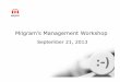 Milgram’s Management Workshop€¦ · Milgram’s Management Workshop September 21, 2013 . MILGRAM ’ TheImportanceofChange A company must continually evolve or risk being bypassed