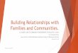 Building Relationships with Families and Communities. · 2017-08-03 · Building Relationships with Families and Communities. A CLOSER LOOK AT COMMUNITY PARTNERSHIPS TO EDUCATE A
