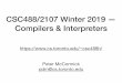 CSC488/2107 Winter 2019 — Compilers & Interpreterspdm/csc488/winter2019/... · Symbol tables • An identiﬁer is a language token type, while the value of an identiﬁer is a