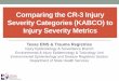 Comparing the CR-3 Injury Severity Categories (KABCO) to ......weakly correlated to hospital-assigned injury severity metrics (ISS/MAIS). •Additional research involving linked data