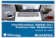 NASFAA Webinar Series - Verification 2020-21: Follow-Up Webinar … · NASFAA’s Webinar Series Verification 2020-21: Follow-Up Webinar Presented January 22, 2020 •This is a longstanding