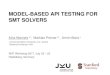 Model-Based API Testing for SMT Solvers...Model-Based API fuzz testing! generaterandom valid API call sequences Previously: model-based API testing framework for SAT [TAP’13] implemented