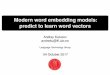 Modern word embedding models: predict to learn word vectors · Contents 1 Introduction Simple demo Distributional hypothesis 2 Vector space models Word embeddings Count-based distributional