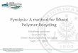 Pyrolysis: A method for Mixed Polymer Recycling...steam catalytic pyrolysis to generate the hydrogen gas. Achieved volumes of gas at 0.196 g H 2 per 1g of PS. About a 20% yield of