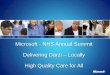 Microsoft - NHS Annual Summit Delivering Darzi Locally ...download.microsoft.com/documents/uk/health/summit/Laurence_Gib… · Enterprise Consumer Hospital Information System complete