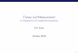 Theory and Measurement - Princeton Universityreddings/tradephd/Haile_theorymeas.pdfTheory and Measurement A Perspective on Empirical Economics Phil Haile ... Measurement vs. ﬁModel