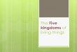 The Five kingdoms of living things - WordPress.com€¦ · 05-10-2014  · The Five kingdoms of living things . Living things are CLASSIFIED into GROUPS These are known as KINGDOMS