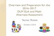 Overview of the 2015–2016 Alternate Assessments: APA ......Administrator Training 2016-2017 for information on use of your login ID, password updates, Moodle site link, etc. October