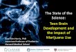 The State of the Science: Teen Brain Development and the ... · What is in Marijuana? • Contains many cannabinoid chemicals … – delta-9-tetrahydrocannabinol (THC) – cannabidiol