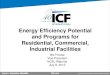 Energy Efficiency Potential and Programs for Residential, … Potential for... · and Programs for Residential, Commercial, Industrial Facilities Bill Prindle Vice President NCSL