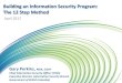 Building an Information Security Program: The 12 Step Method...10 step program Step 1: Ensure you have executive support for security (ask!) Step 2: Ensure you are well aligned with