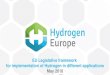 EU Legislative framework for implementation of ... EU Legislative framework for Hydrogen A positive regulatory framework for hydrogen requires 2 elements 1. Positive legislation which