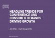 HEADLINE TRENDS FOR CONVENIENCE AND CONSUMER DEMANDS ...€¦ · SHOPPING AROUND BEHAVIOUR IS REFLECTED IN CHANNEL PENETRATIONS 0% 10% 20% 30% 40% 50% 60% 70% 80% 90% 100% Supermarkets