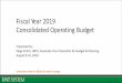 Fiscal Year 2019 Consolidated Operating Budget€¦ · Fiscal Year 2019 Consolidated Operating Budget Presented by: Paige Smith, UNTS, Associate Vice Chancellor for Budget & Planning