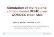 Simulation of the regional climate model REMO over CORDEX ...cccr.tropmet.res.in/home/workshop/feb2012/presentation/Pkumar_C… · Simulation of the regional climate model REMO over