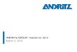 ANDRITZ GROUP: results for 2015€¦ · Excluding extraordinary effects in 2015: EBITA increased to 467.0 MEUR and the EBITA margin to 7.3% 6.5 % 6.7 % including, 7.3% excluding extraordinary