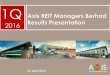 Axis REIT Managers Berhad 2016 Results Presentationir.chartnexus.com/axisreit/docs/qp/Presentation slides on Axis-REIT... · Islamic Financing Cost - Note 4 (7,791) (7,216) + 7.97%