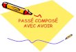 PASSÉ COMPOSÉ AVEC AVOIR - Sault Schools · REVIEW: Passé Composé avec avoir –regular verbs • Passé composé is: – A tense used to express the past – Three ways in English…only