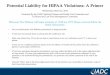 Potential Liability for HIPAA Violations: A Primer€¦ · HIPAA $100 per violation, with an annual maximum of $25,000 for repeat violations $50,00 per violation, with an annual maximum