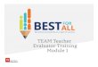 Team Teacher Certification - Module 1 · 2020-06-11 · EDUCATORS Learning Outcomes: Module 1 TEAM Teacher Evaluator Training Participants will: Prepare to implement an accurate,