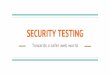 SECURITY TESTING TESTING… · A5 – Security Misconfiguration Proper configuration of an application’s entire environment needs to be defined, implemented, and regulated or it