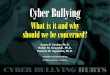 Cyber Bullying - HazeldenCYBER BULLYING HURTS • 87% of adolescents (21 million) spend time online and more than 50% do so daily. • 75% use instant messaging (50% do so daily)